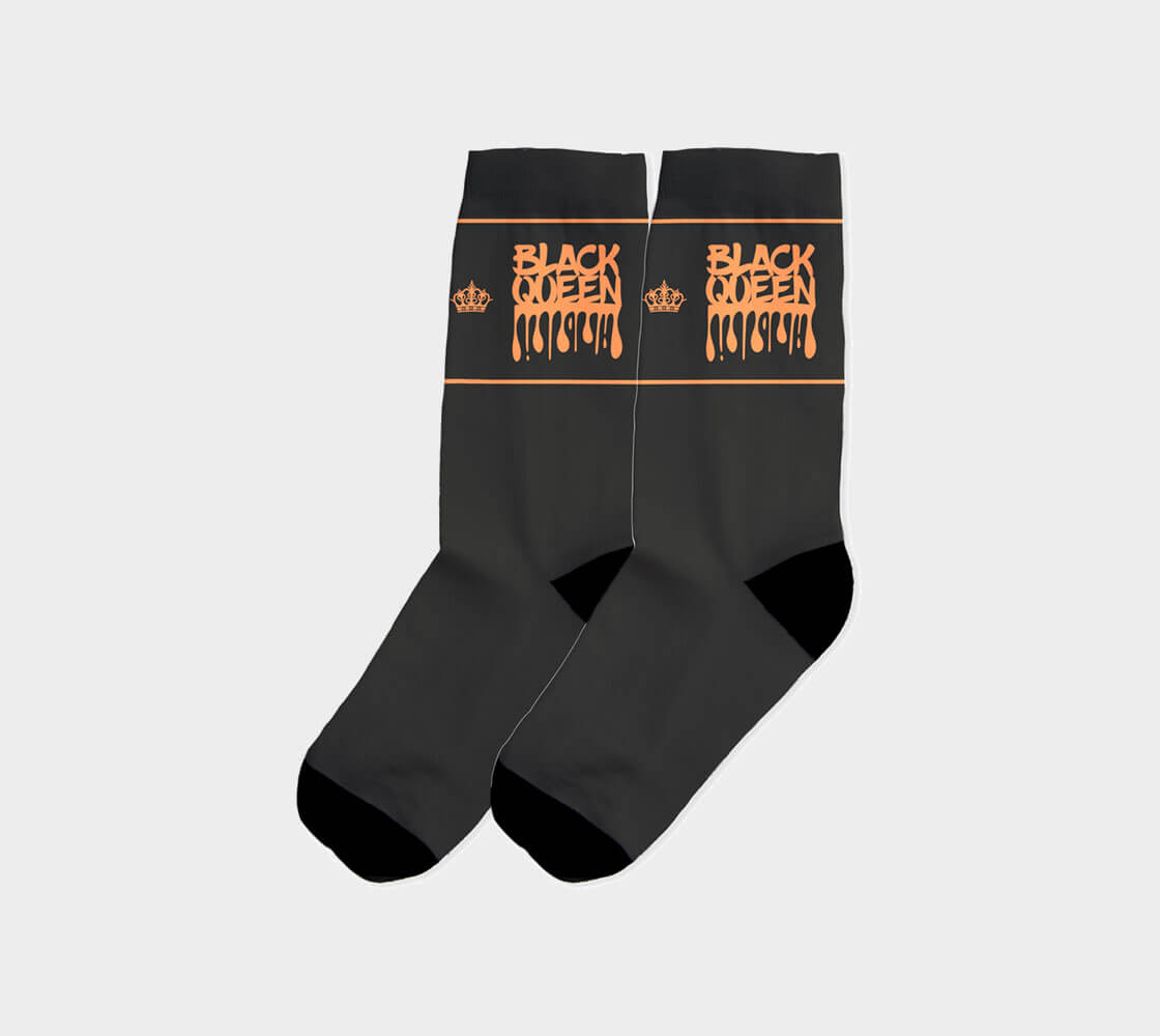 Black Queen v1 Dark - Charcoal/Crusta Orange Socks