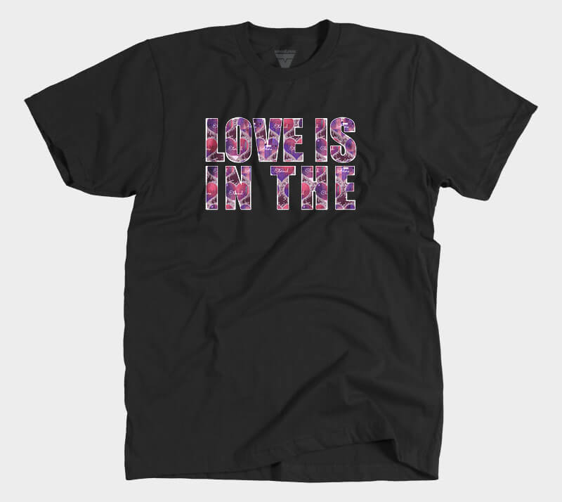 Love is in the Heart Block Letters - Black tee